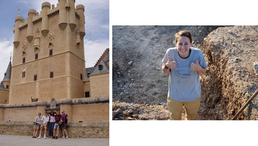 Los alumnos posan frente al alcázar de Segovia / Kristen nos saluda desde el fondo de la cata